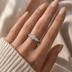 Minimalist Bezel Set Five Stone Round Cut Moissanite Wedding Bang Ring