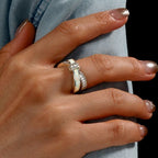 Knot Design Round Cut Opal & White Sapphire Wedding Band For Women Belovegrace