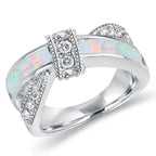 Knot Design Round Cut Opal & White Sapphire Wedding Band For Women Belovegrace