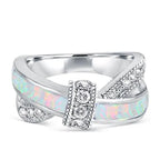Knot Design Round Cut Opal & White Sapphire Wedding Band For Women Belovegrace