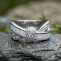 Luxury Jewelry Round Cut Opal & White Sapphire Wedding Band For Women