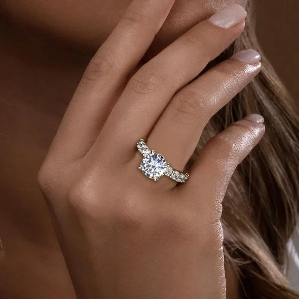 Classic Round Cut White Sapphire Engagement Ring For Women Belovegrace