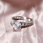 Classic Round Cut White Sapphire Engagement Ring For Women Belovegrace