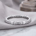Classic Baguette Cut White Sapphire Eternity Wedding Band For Women