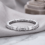Classic Baguette Cut White Sapphire Eternity Wedding Band For Women