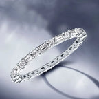 Classic Baguette Cut White Sapphire Eternity Wedding Band For Women Belovegrace