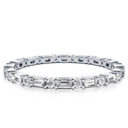 Classic Baguette Cut White Sapphire Eternity Wedding Band For Women Belovegrace
