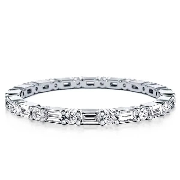 Classic Baguette Cut White Sapphire Eternity Wedding Band For Women Belovegrace