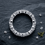 Classic Baguette Cut White Sapphire Eternity Wedding Band For Women