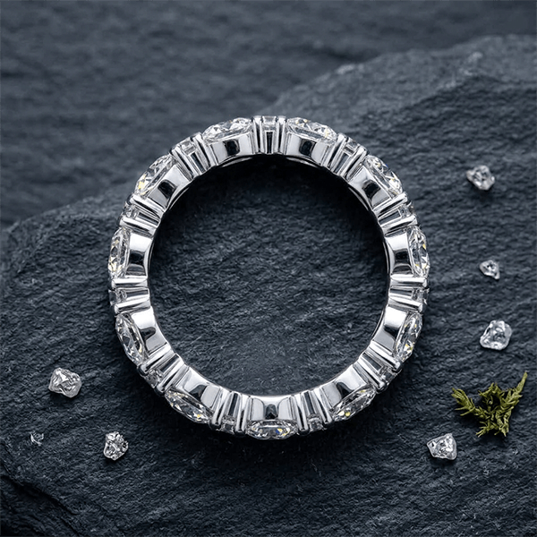 Classic Baguette Cut White Sapphire Eternity Wedding Band For Women