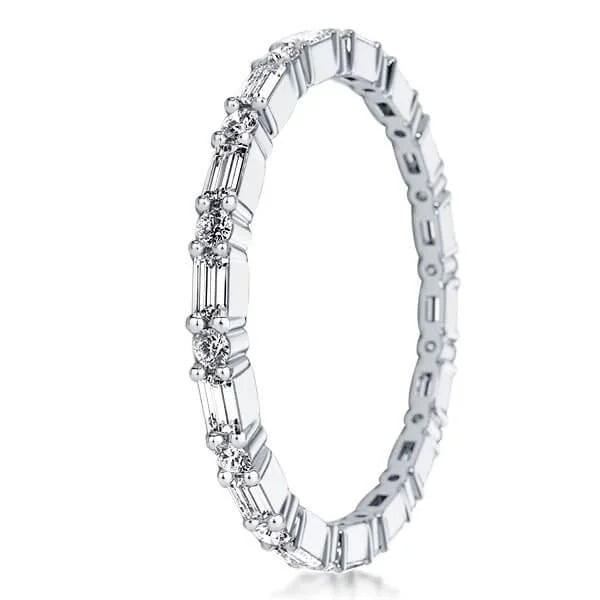 Classic Baguette Cut White Sapphire Eternity Wedding Band For Women Belovegrace