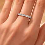 Classic Baguette Cut White Sapphire Eternity Wedding Band For Women