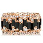 Unique Design Rose Gold Baguette Cut Black Sapphire Eternity Wedding Band For Women Belovegrace