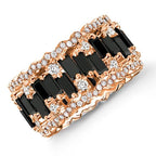 Unique Design Rose Gold Baguette Cut Black Sapphire Eternity Wedding Band For Women Belovegrace