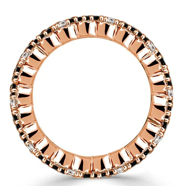 Unique Design Rose Gold Baguette Cut Black Sapphire Eternity Wedding Band For Women Belovegrace