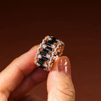 Unique Design Rose Gold Baguette Cut Black Sapphire Eternity Wedding Band For Women Belovegrace
