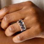 Unique Design Rose Gold Baguette Cut Black Sapphire Eternity Wedding Band For Women Belovegrace