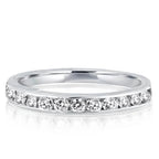 Classic Round Cut White Sapphire Channel Set Half Eternity Wedding Band For Women Belovegrace