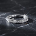 Minimalist Channel Set Round Cut White Sapphire Wedding Band Ring
