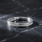 Minimalist Channel Set Round Cut White Sapphire Wedding Band Ring