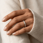 Minimalist Channel Set Round Cut White Sapphire Wedding Band Ring