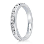 Classic Round Cut White Sapphire Channel Set Half Eternity Wedding Band For Women Belovegrace
