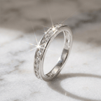 Minimalist Channel Set Round Cut White Sapphire Wedding Band Ring