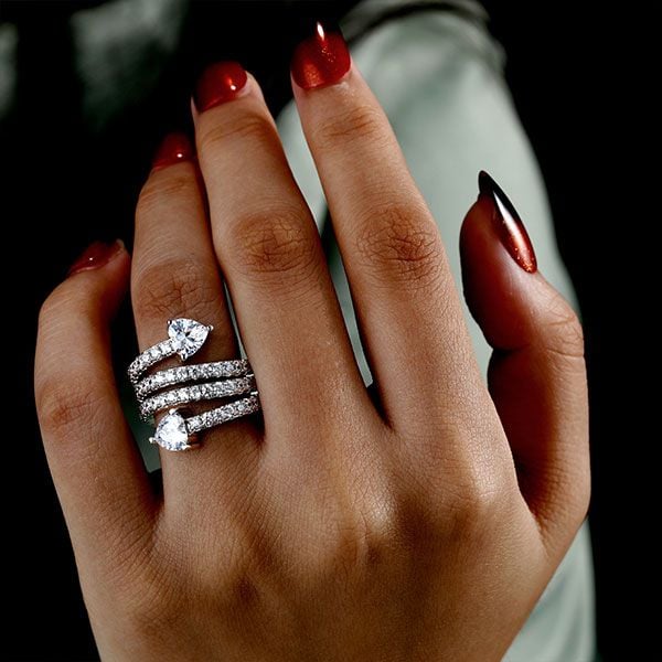 Unique Design Spiral Ring Heart Cut White Sapphire Engagement Ring For Women Belovegrace