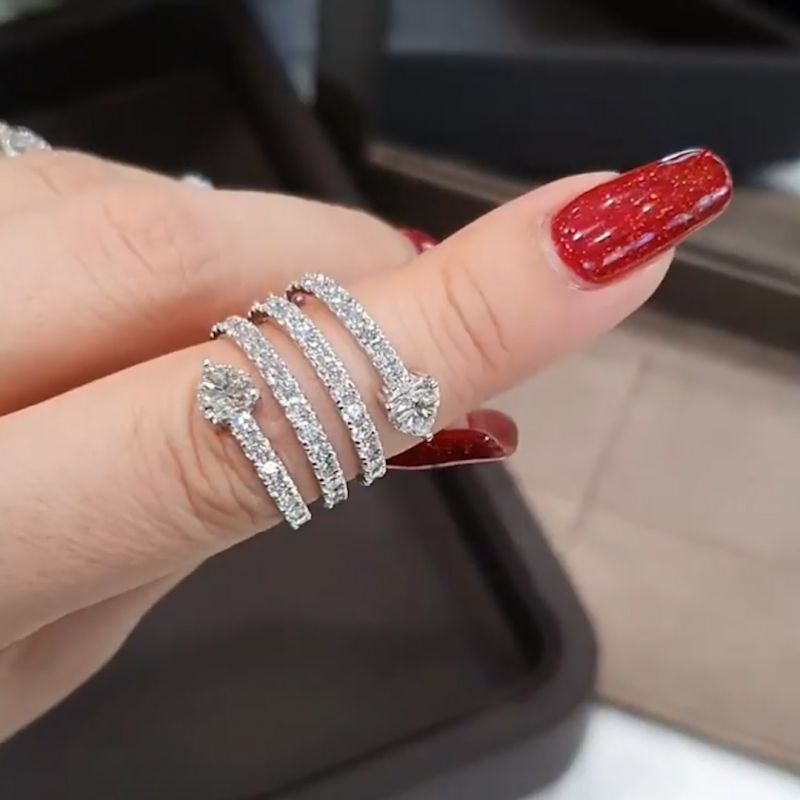 Unique Design Spiral Ring Heart Cut White Sapphire Engagement Ring For Women Belovegrace