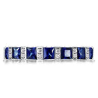 Classic Princess & Round Cut Blue & White Sapphire Eternity Wedding Band For Women Belovegrace