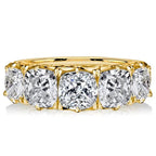 Golden Five Stone Cushion Cut White Sapphire Half Eternity Wedding Band For Women Belovegrace