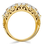 Golden Five Stone Cushion Cut White Sapphire Half Eternity Wedding Band For Women Belovegrace