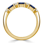 Vintage Golden Emerald Cut Blue Sapphire Half Eternity Wedding Band For Women Belovegrace