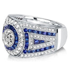 Antique Milgrain Double Halo Round Cut Blue Sapphire Engagement Ring For Women Belovegrace