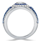Antique Milgrain Double Halo Round Cut Blue Sapphire Engagement Ring For Women Belovegrace