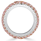 Two Tone Multi Row Micro Pave Pear & Emerald Cut Pink Sapphire Wedding Band For Women Belovegrace