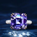 Two Tone Asscher Cut Purple Sapphire Engagement Ring For Women Belovegrace