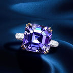 Two Tone Asscher Cut Purple Sapphire Engagement Ring For Women Belovegrace