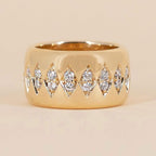 Golden Round Cut White Sapphire Wedding Band For Women Belovegrace