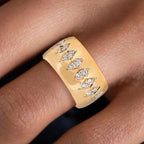 Golden Round Cut White Sapphire Wedding Band For Women Belovegrace