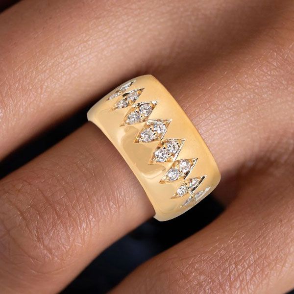 Golden Round Cut White Sapphire Wedding Band For Women Belovegrace
