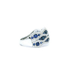 Multi Row Half Eternity Round Cut Blue Sapphire Wave Wedding Band For Women Belovegrace