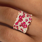Rose Gold Round Cut Ruby Sapphire Wedding Band For Women Belovegrace