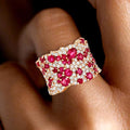 Rose Gold Round Cut Ruby Sapphire Wedding Band For Women Belovegrace