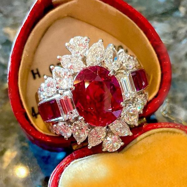 Vintage Oval Cut Ruby Sapphire Engagement Ring For Women Belovegrace