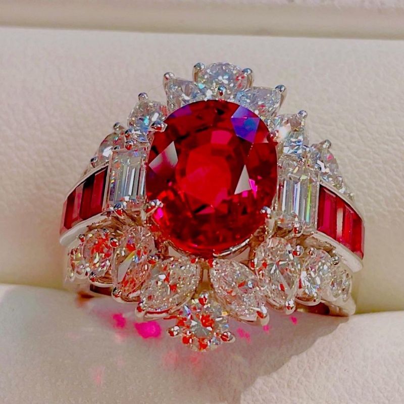 Vintage Oval Cut Ruby Sapphire Engagement Ring For Women Belovegrace
