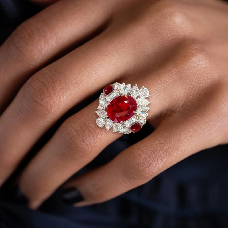 Vintage Oval Cut Ruby Sapphire Engagement Ring For Women Belovegrace