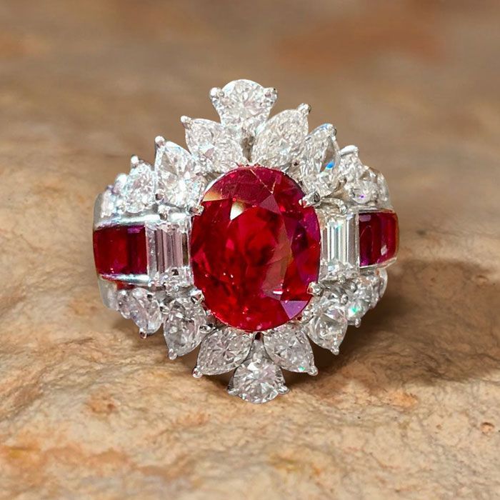 Vintage Oval Cut Ruby Sapphire Engagement Ring For Women Belovegrace
