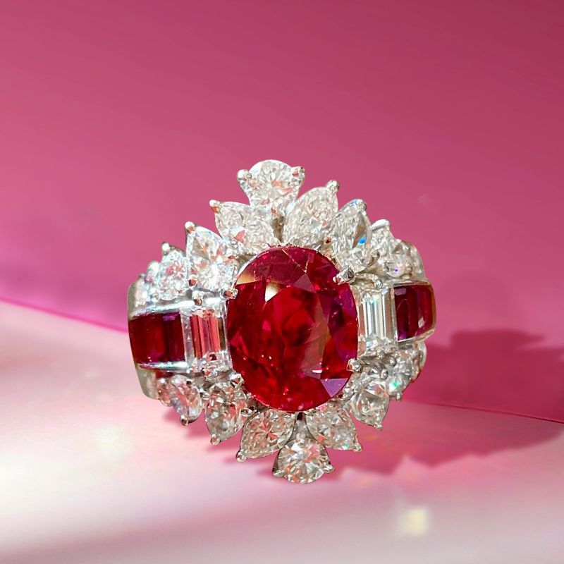 Vintage Oval Cut Ruby Sapphire Engagement Ring For Women Belovegrace