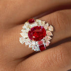 Vintage Oval Cut Ruby Sapphire Engagement Ring For Women Belovegrace